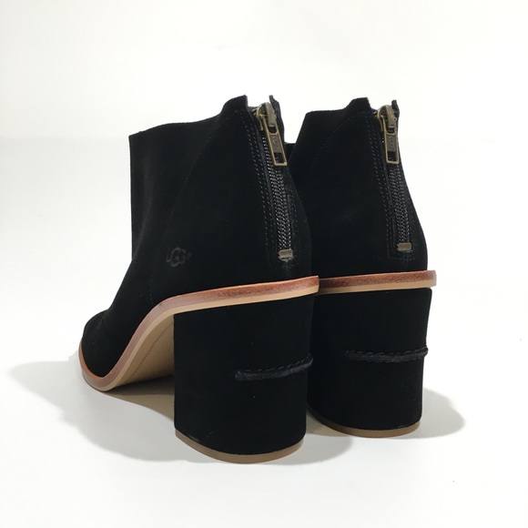 UGG Ginger Open-Toe Ankle Boots -Black Suede -Women’s US 11 -NEW - Picture 2 of 8